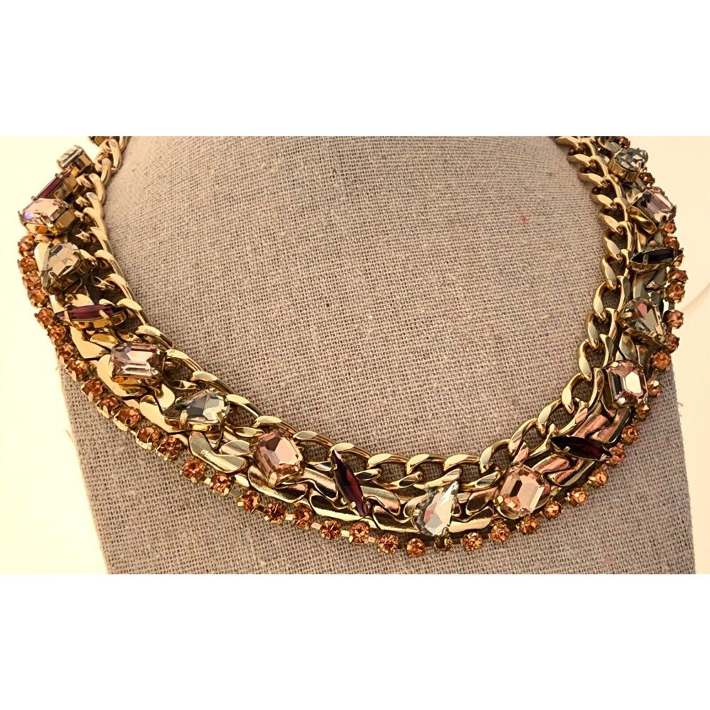 Necklace-Choker/Collar Style-Banana Republic-Gold-Multi Rhinestones-Classic